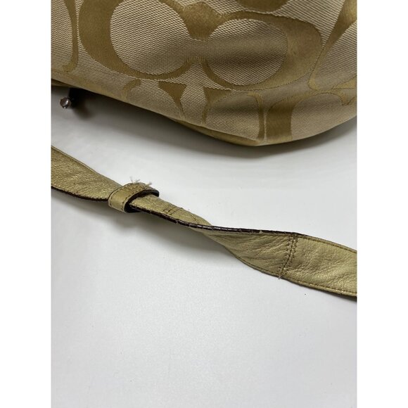 Coach E1159 Beige Signature Canvas & Gold Leather Crossbody Bag Pink Lining - Picture 7 of 13